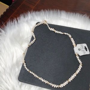 Necklace- NWT White Beads wrapped with Gold Metal Beads. Very Unique